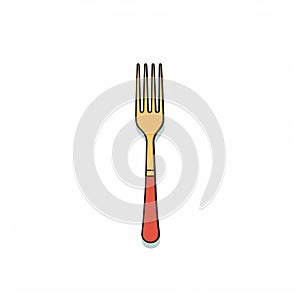 Minimalist Fork Illustration On White Background photo