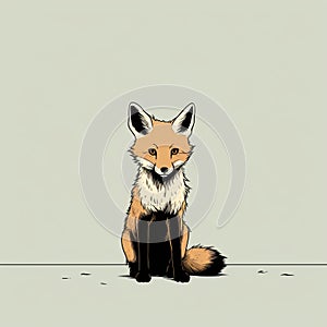 Minimalist Fox Illustration: A Humorous Animal Scene In Comic Art Style