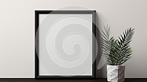 Minimalist Frame Mockup With Precisionist Lines And Ebony Background photo