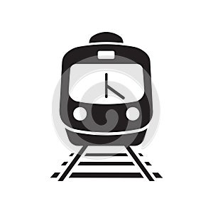 Minimalist Front-View Train Icon with Clock