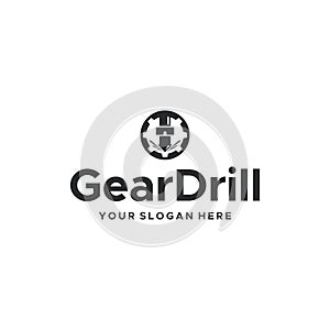 minimalist GearDrill circle silhouette logo design