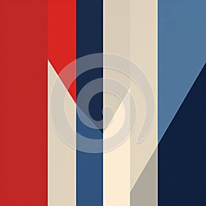 Minimalist Geometric Abstraction: Red, White, And Blue Stripes