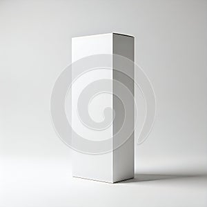 Minimalist geometric design featuring a simple white rectangular prism on a plain surface