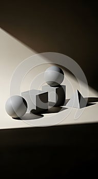 Minimalist Geometric Shapes Study with Dramatic Light and Shadow