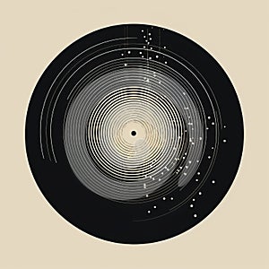 Minimalist Geometric Spiral With Stars - Alternative Record Design photo