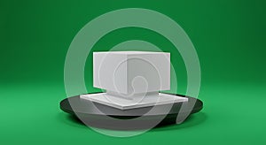 Minimalist Product Display Stand on Green Background