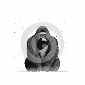 Minimalist Gorilla Illustration In Monochromatic Style