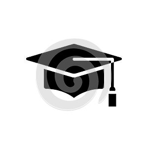 Minimalist graduation cap icon with tassel on transparent background