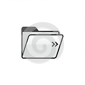 A minimalist graphic of an open file folder icon on a white background. The folder is