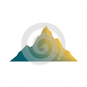 A minimalist graphic of a stylized mountain, featuring a triangular peak with a gradient