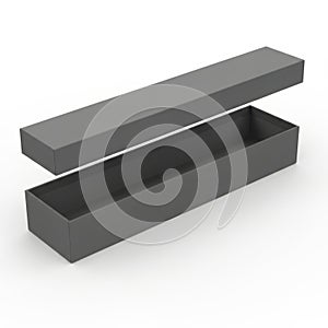 Minimalist gray rectangular box with open lid