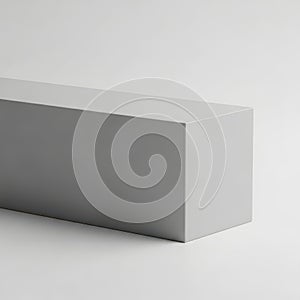 Minimalist gray rectangular object on white surface