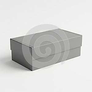 Minimalist gray rectangular storage box on white background