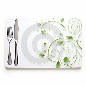 Minimalist Green Floral Swirl Placemats Design