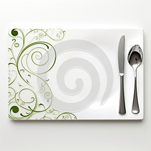 Minimalist Green Floral Swirl Placemats Design