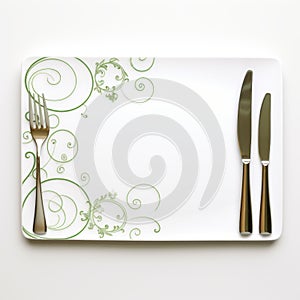 Minimalist Green Floral Swirl Placemats Design