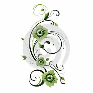 Minimalist Green Floral Swirl Vector Design For Faux Flowers