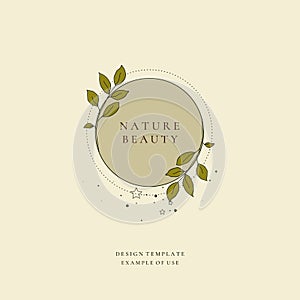 Minimalist greenery vintage colorful floral leaves logo template