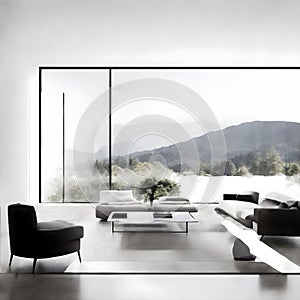 Minimalist Grey Mockup with Modern Glass Accents for Living Room Interior Design