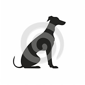 Minimalist Greyhound Dog Silhouette On White Background