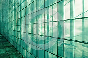 Minimalist grid patterns in light blue and green, representing structure and order