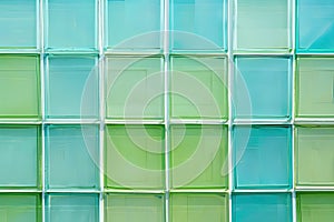 Minimalist grid patterns in light blue and green, representing structure and order