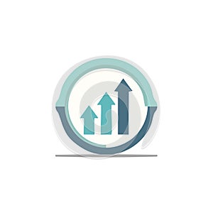Minimalist Growth Chart Icon with Rising Arrows Symbolizing Progress and Success