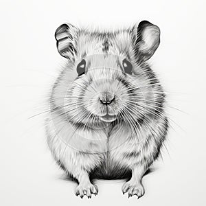 Minimalist Hamster Head Silhouette Drawing In One Stroke Pencil Artwork