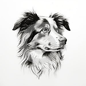 Minimalist Hand-drawn Australian Shepherd Head Portrait