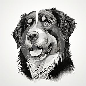 Minimalist Hand-drawn Bernese Mountain Dog Head Portrait