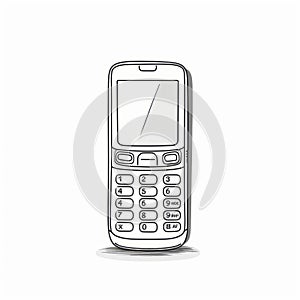 Minimalist Hand Drawn Cell Phone Design On White Background