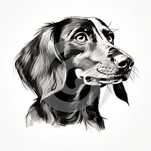 Minimalist Hand-drawn Dachshund Head Illustration With Filter Effects