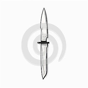 Minimalist Hand Drawn Knife Illustration On White Background