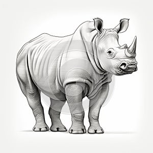 Minimalist Hand-drawn Rhino Profile On White Background photo