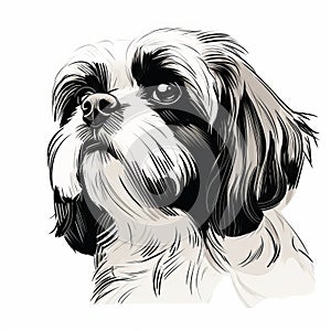 Minimalist Hand-drawn Shih Tzu Dog Profile Illustration