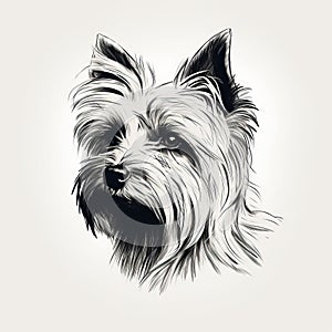 Minimalist Hand-drawn Yorkshire Terrier Head Profile Art