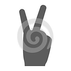 Minimalist hand gesture V two fingers silhouette icon vector peace victory arm gesturing