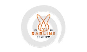 Minimalist head face rabbit  logo design line