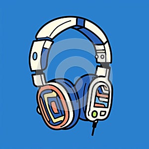 Minimalist Headphone Illustration On Blue Background