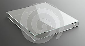 Transparent Glass Display Box on Gray Background