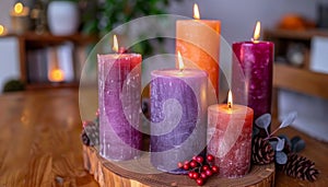 Minimalist home decor aesthetic colored candles for stylish interior design and cozy ambience