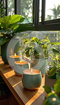 Minimalist home decor stylishly colored candles for an elegant touch in modern interior design