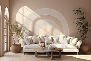 Minimalist home interior design of modern living room. AI generate