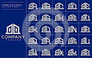 Minimalist home letter O logo design template set. House OO O letter logo vector