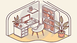 Minimalist Home Office Setup, Remote Work and Productivity Space, vector design Generative AI