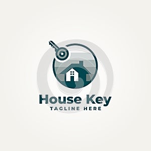 minimalist house key real estate flat icon logo template vector illustration design. simple modern Home buyer, housing, Property