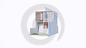 Minimalist house to floors illustration, 3D illustration