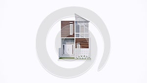 Minimalist house to floors illustration, 3D illustration
