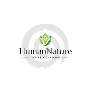minimalist HumanNature leaf people logo design