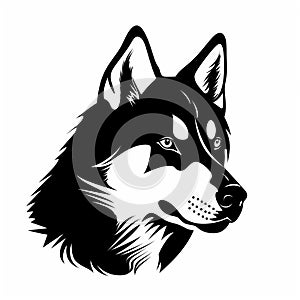 Minimalist Husky Dog Face Silhouette Vector Illustration